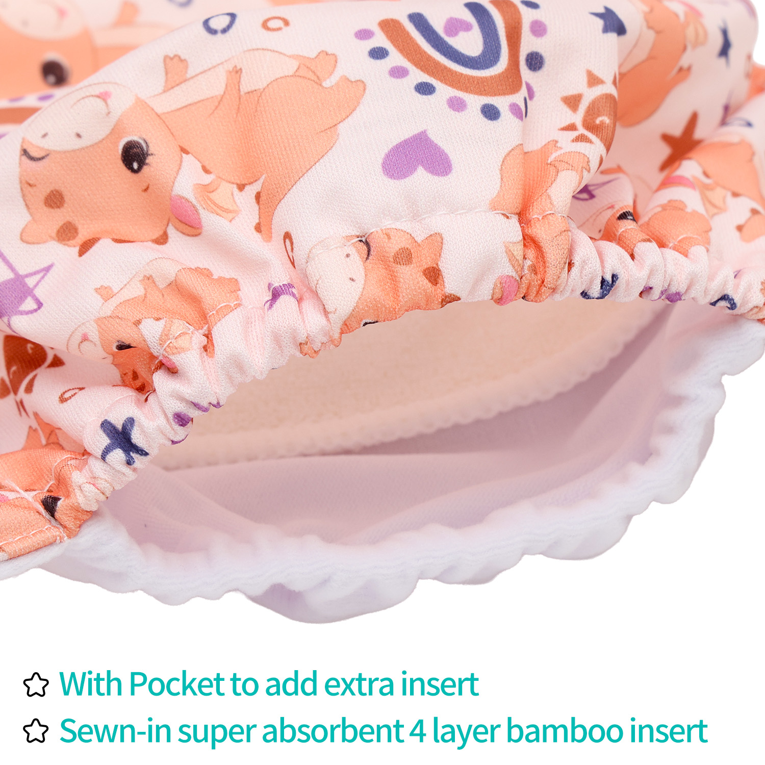 All In One Diaper with Pocket Sewn-in one 4-layer Bamboo blend insert-Horse(AO-EW60A)