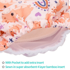 All In One Diaper with Pocket Sewn-in one 4-layer Bamboo blend insert-Horse(AO-EW60A)