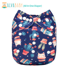 All In One Diaper with Pocket Sewn-in one 4-layer Bamboo blend insert-Cat(AO-EW61A)