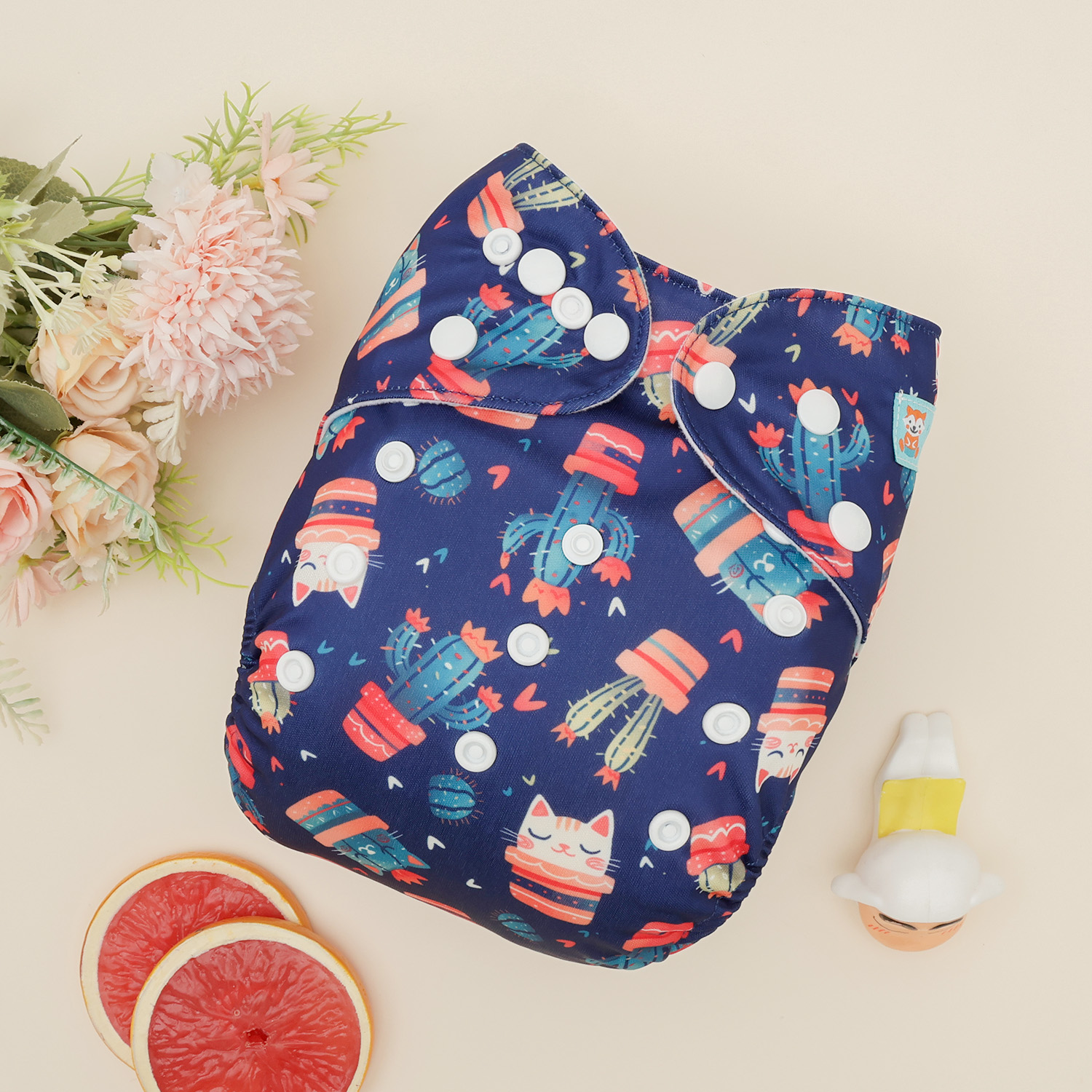 All In One Diaper with Pocket Sewn-in one 4-layer Bamboo blend insert-Cat(AO-EW61A)