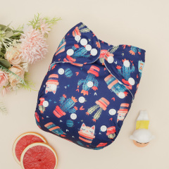 All In One Diaper with Pocket Sewn-in one 4-layer Bamboo blend insert-Cat(AO-EW61A)