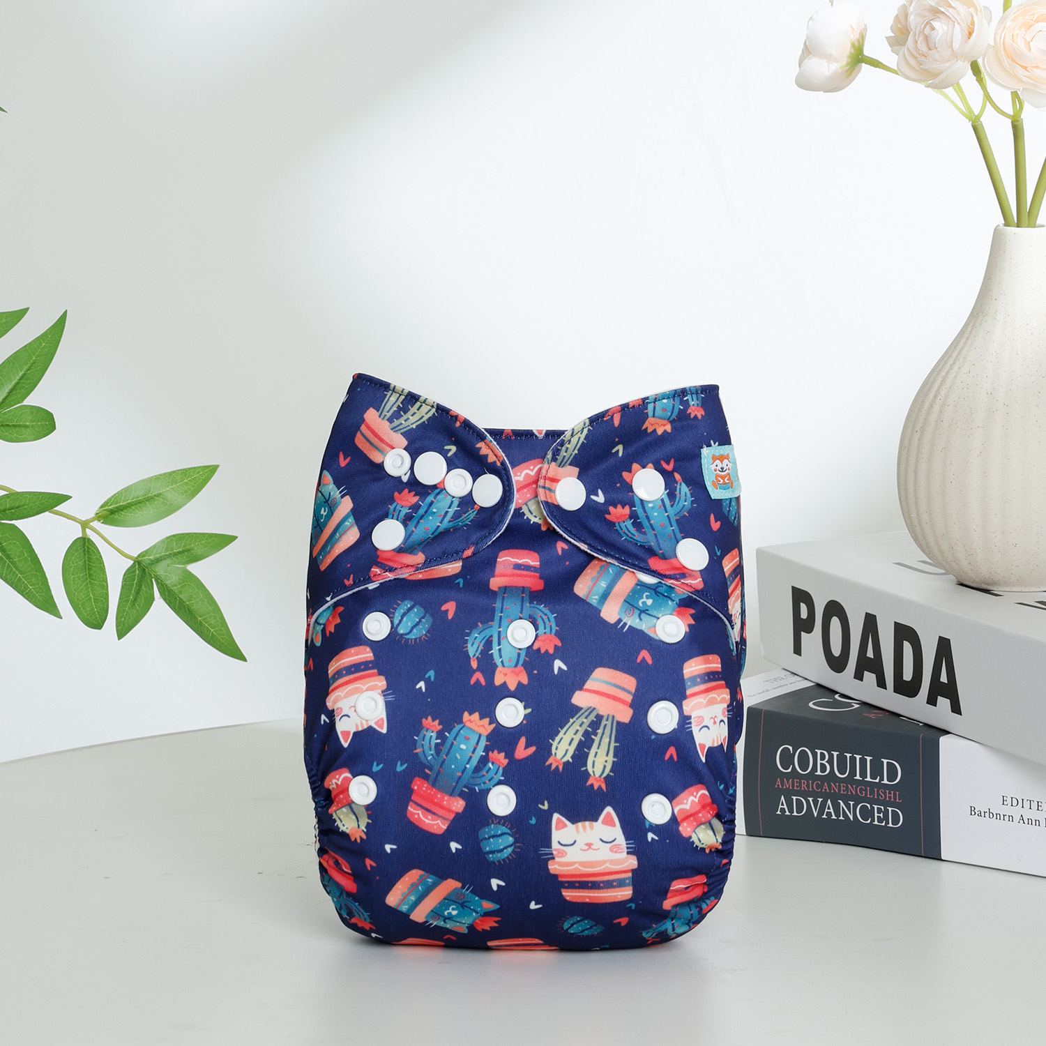 All In One Diaper with Pocket Sewn-in one 4-layer Bamboo blend insert-Cat(AO-EW61A)