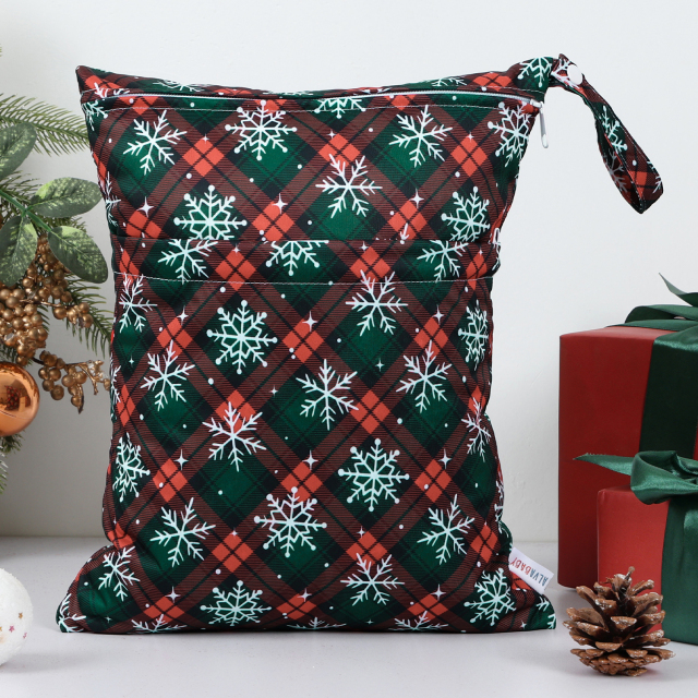 ALVABABY Diaper Wet/Dry Bag Waterproof Reusable with Two Zippered Pockets for Cloth Diapers, Swimsuits, Travel, and Gym (L-Q92A)