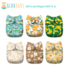 6-Pack All In One Diapers - One Size Adjustable & Reusable AIO Cloth Diaper for Infants & Toddlers