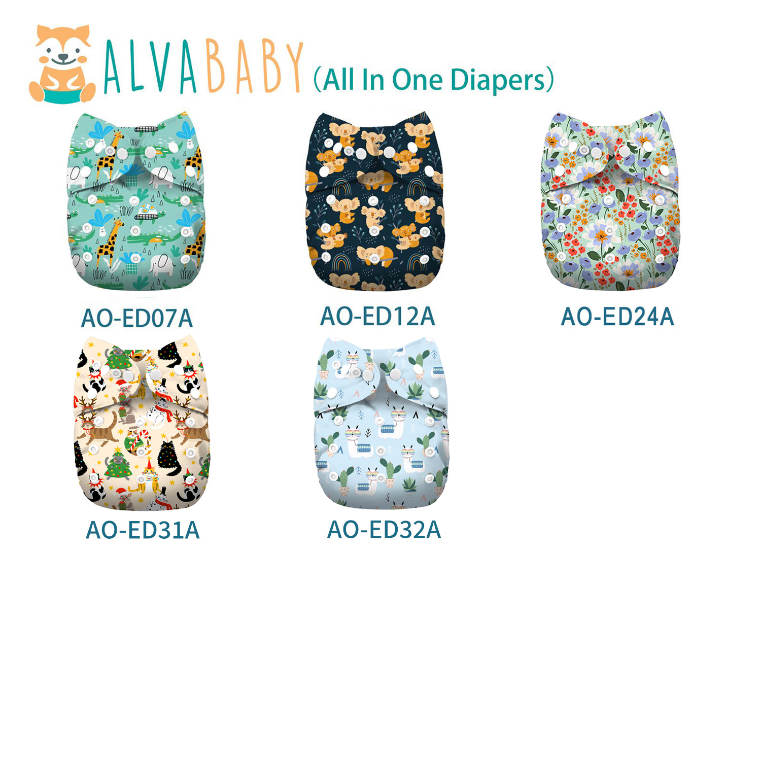(Multi-Packs) All In One Diaper with Pocket Sewn-in one 4-layer Bamboo blend insert