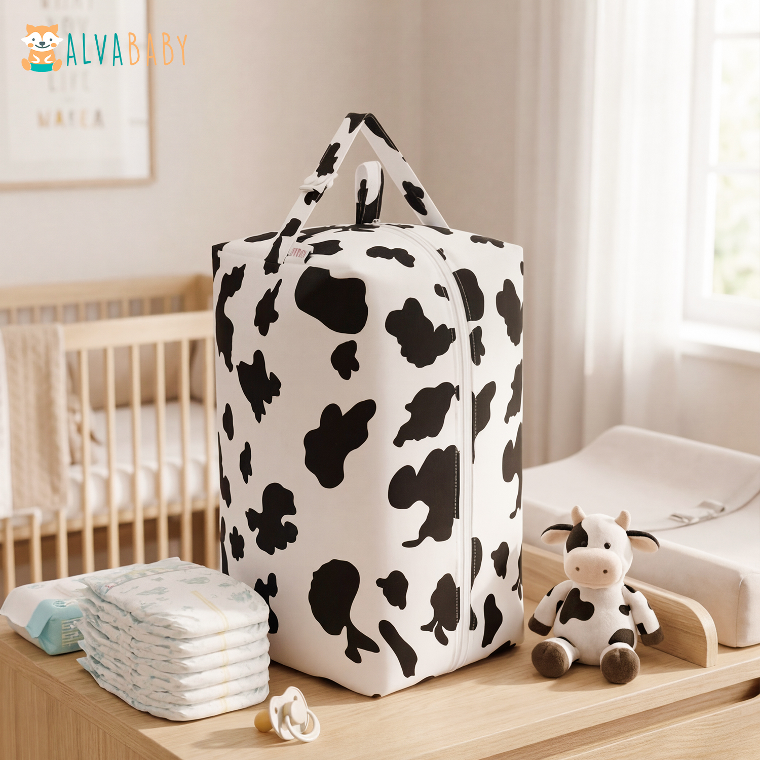 ALVABABY Diaper Pod, Waterproof Wet Bag for Daycare & Travel  (Cow, LP-A10A)