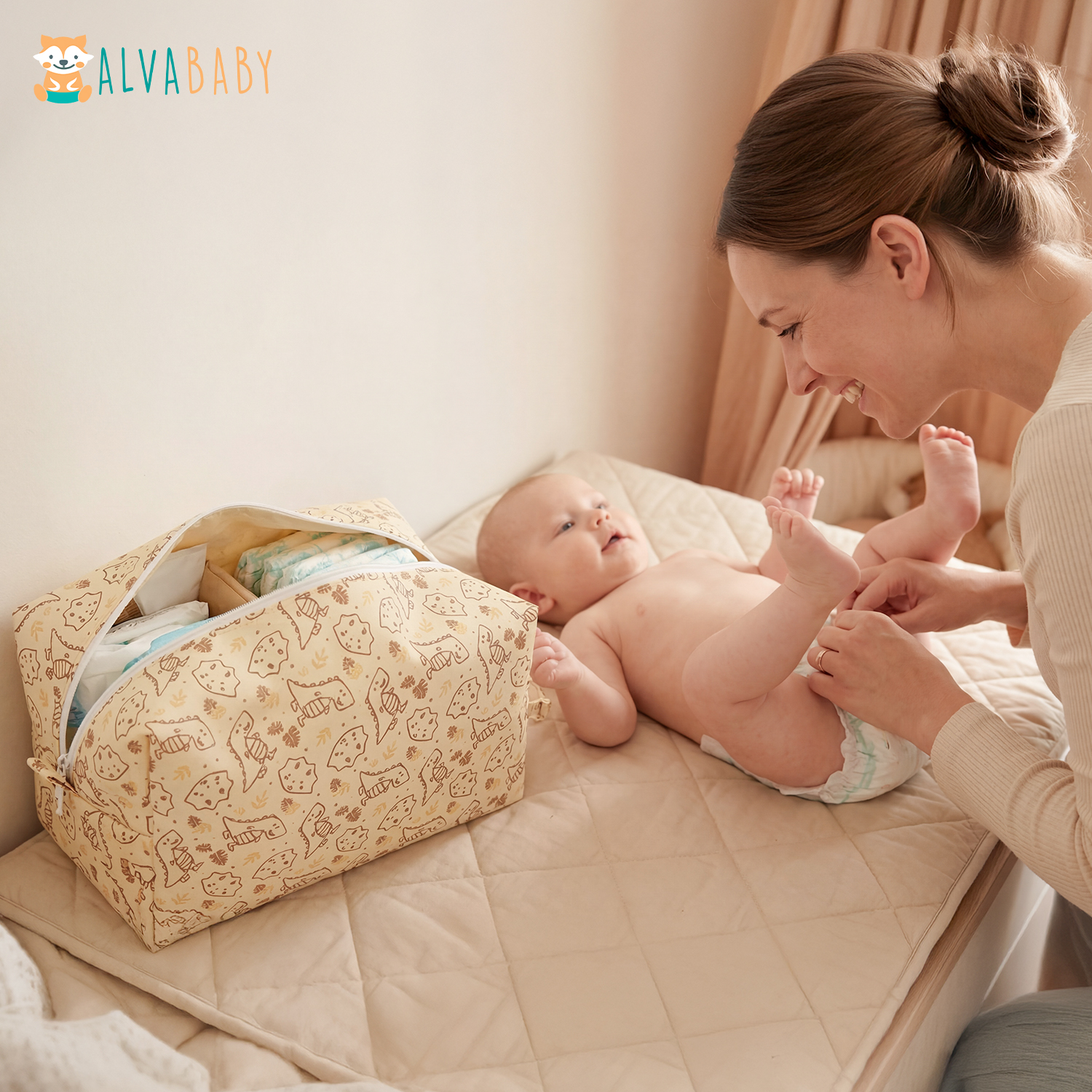 ALVABABY Diaper Pod, Waterproof Wet Bag for Daycare & Travel (Dinosaur, LP-EW20A)