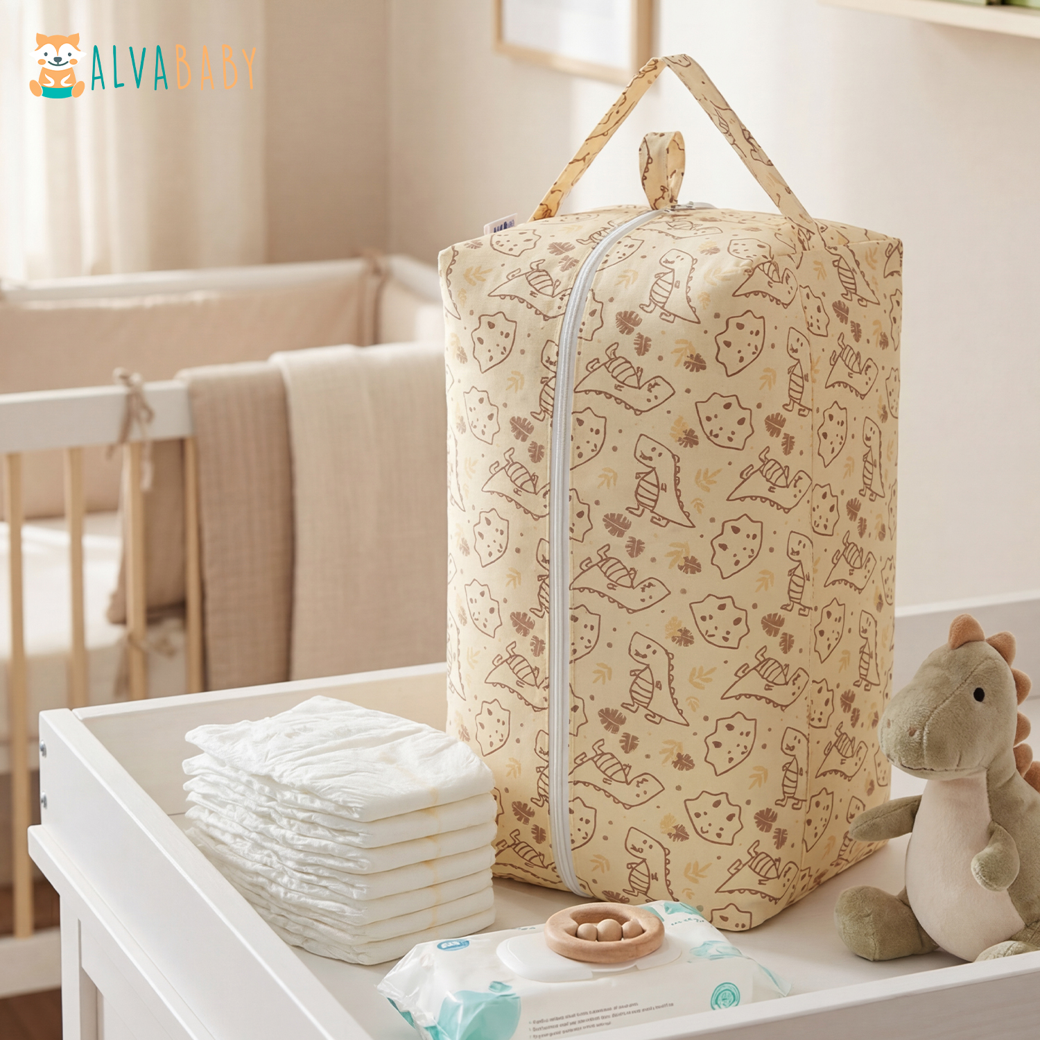 ALVABABY Diaper Pod, Waterproof Wet Bag for Daycare & Travel (Dinosaur, LP-EW20A)