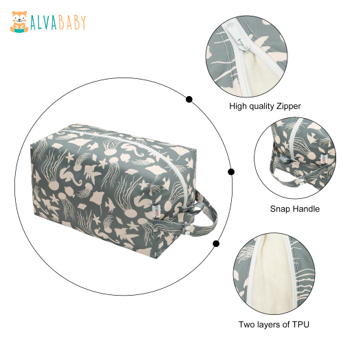 ALVABABY Diaper Pod, Waterproof Wet Bag for Daycare & Travel (Octopus, LP-EW54A)