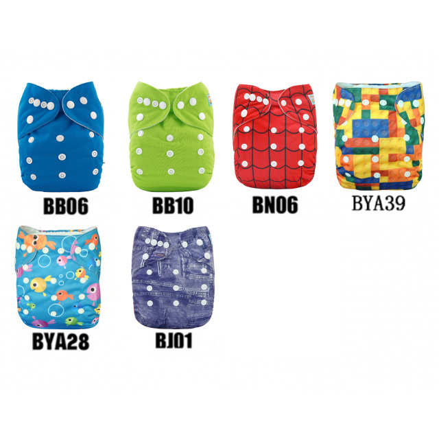 (Multi-Packs) Bamboo Diapers with 4-layer Bamboo Blend Inserts One Size Rusable Cloth Diapers for Babies