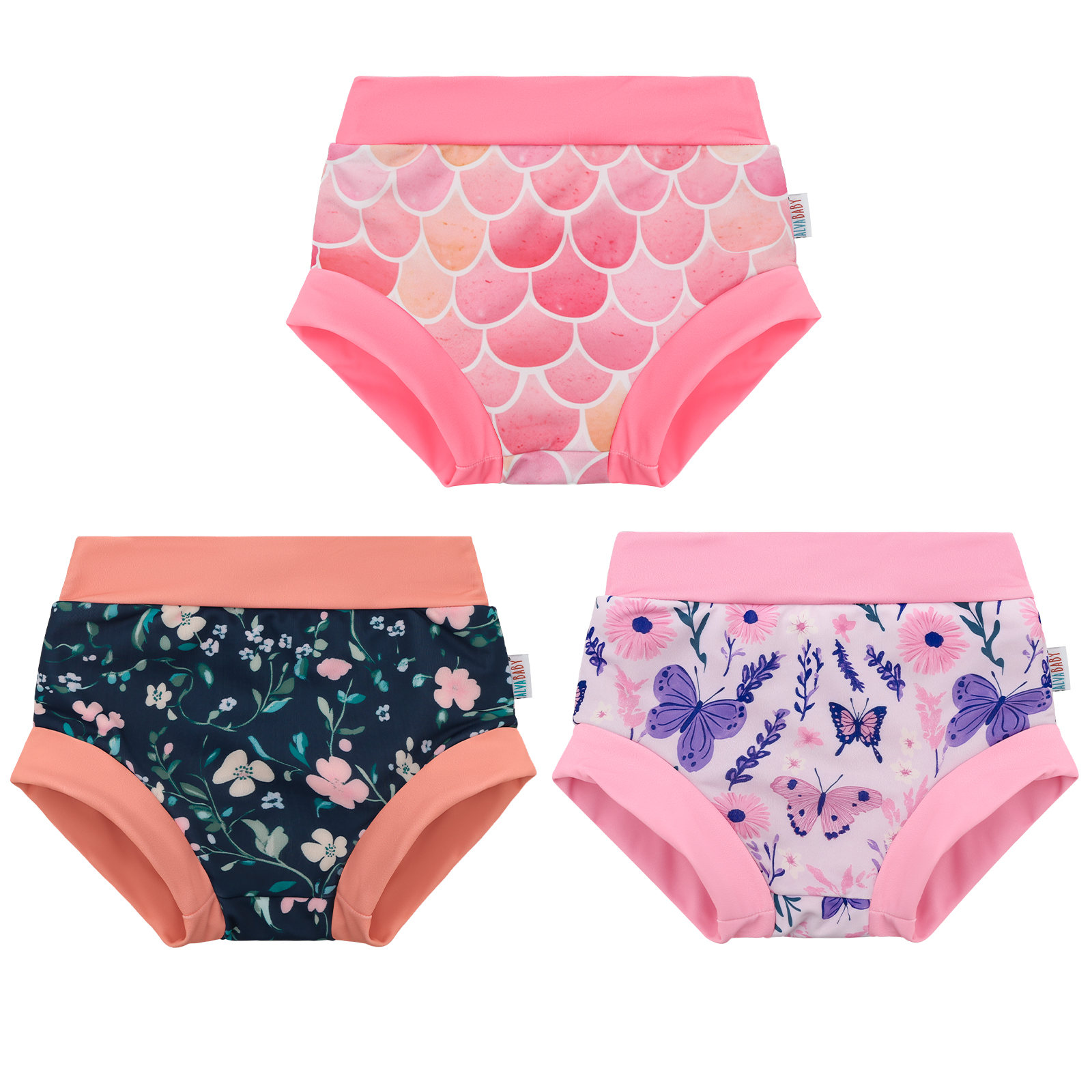 ALVABABY Swim Diapers 3pcs Baby & Toddler Reusable Waterproof Swimming Diaper for Girl's for Swim Classes 3XBS01