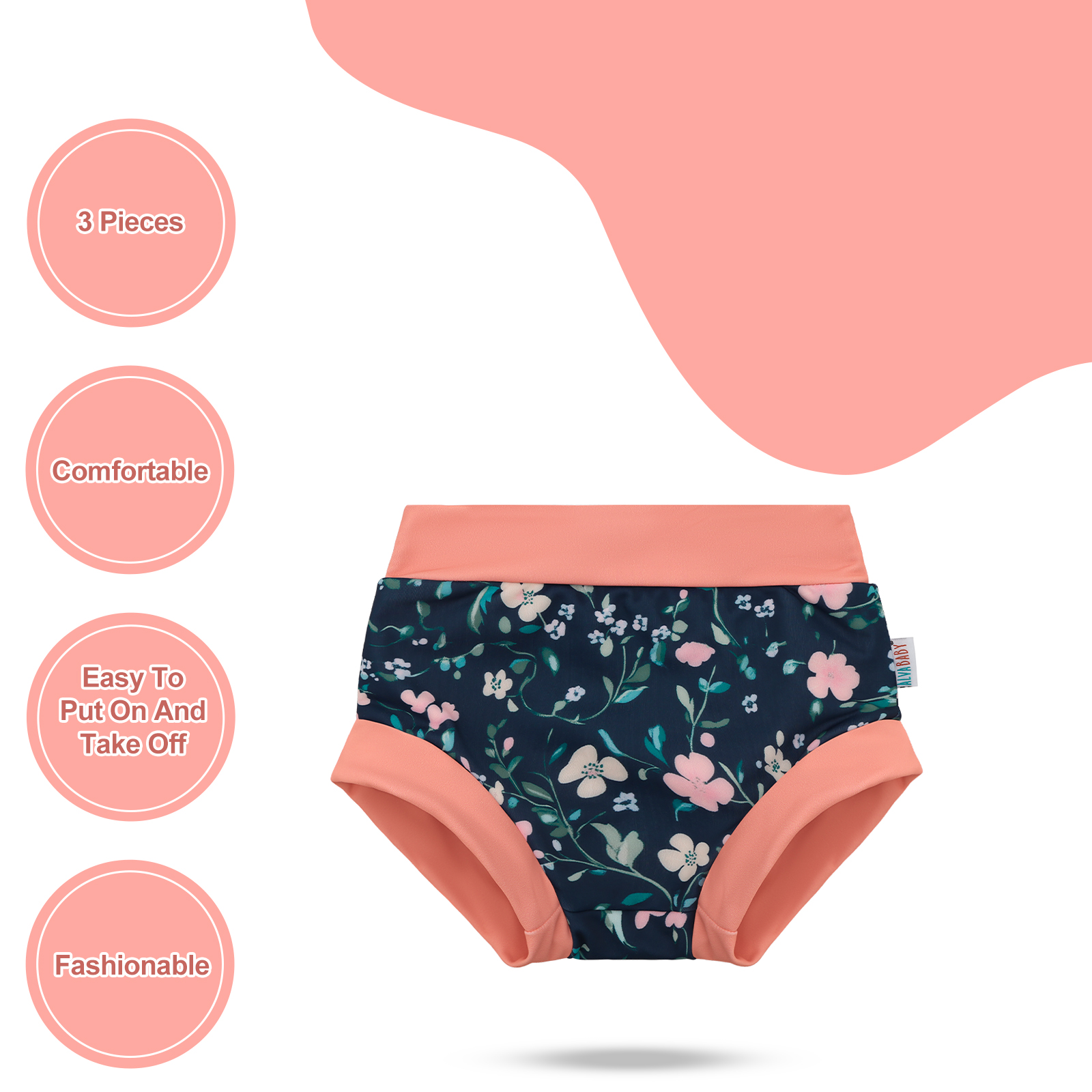 ALVABABY Swim Diapers 3pcs Baby & Toddler Reusable Waterproof Swimming Diaper for Girl's for Swim Classes 3XBS01