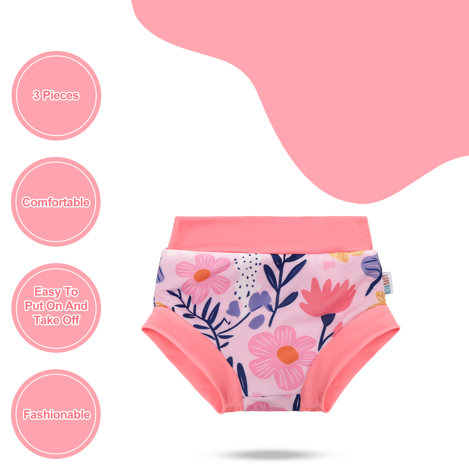 ALVABABY Swim Diapers 3pcs Baby & Toddler Reusable Waterproof Swimming Diaper for Boy's and Girl's for Swim Classes 3XBS02