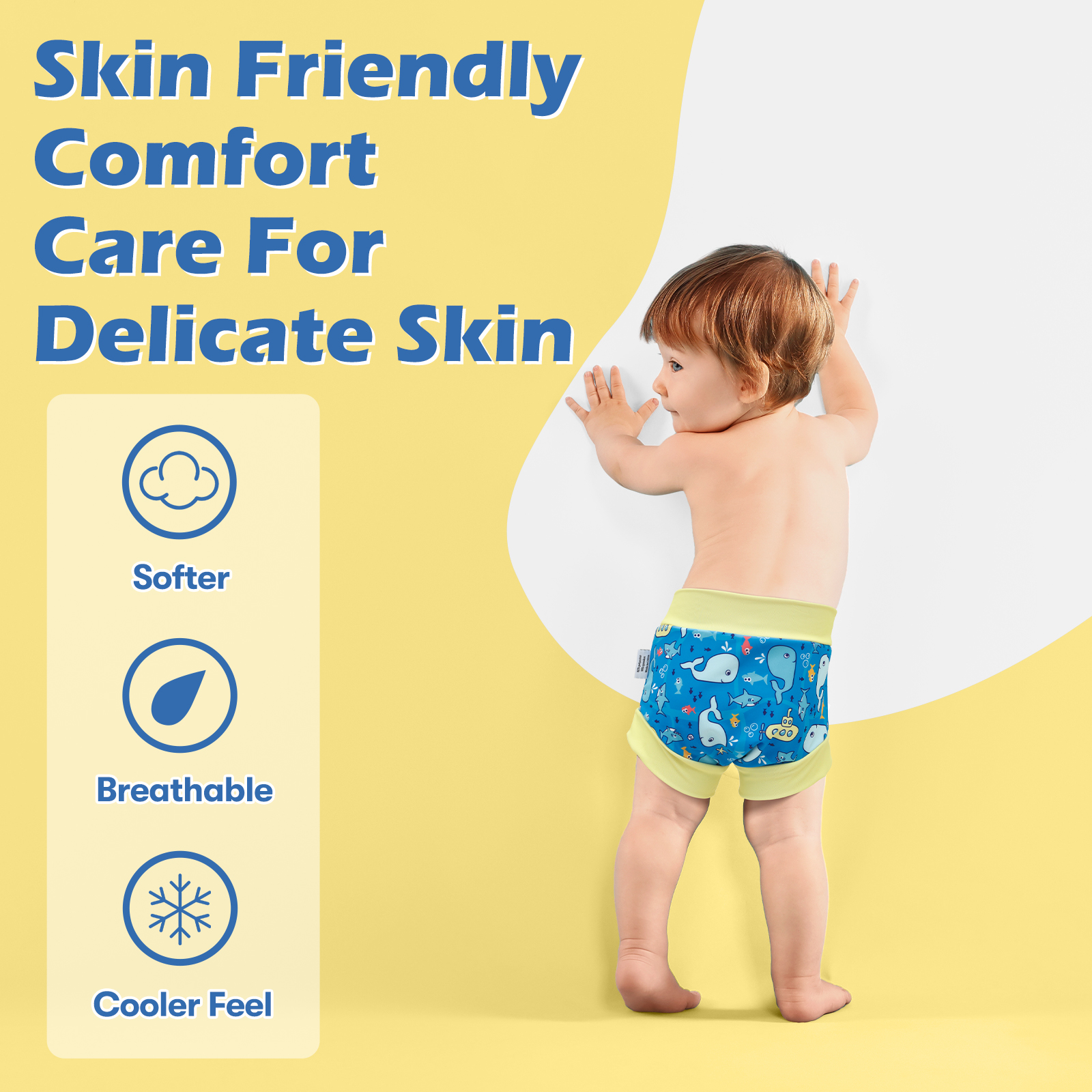 ALVABABY Swim Diapers 3pcs Baby & Toddler Reusable Waterproof Swimming Diaper for Boy's for Swim Classes 3XBS03