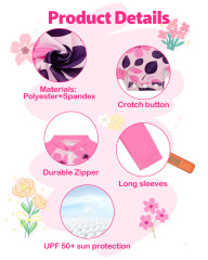 ALVA Girls' Rash Guard Sets, Long Sleeve One Piece Swimsuit with Hat, UPF 50 Sun Protection Swimwear for Outdoor Activities