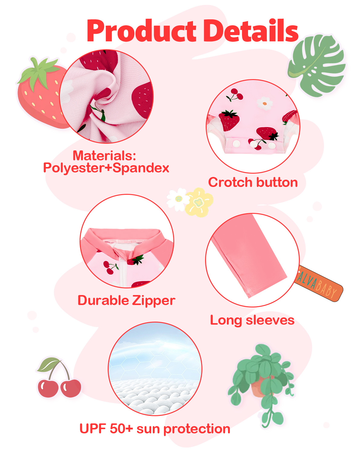 ALVABABY Girls' Rash Guard Sets, Long Sleeve One Piece Swimsuit with Hat, UPF 50 Sun Protection Swimwear for Outdoor Activities (ST-EG07)