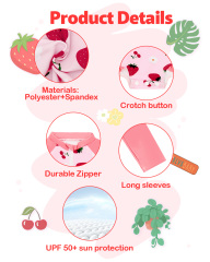 ALVA Girls' Rash Guard Sets, Long Sleeve One Piece Swimsuit with Hat, UPF 50 Sun Protection Swimwear for Outdoor Activities