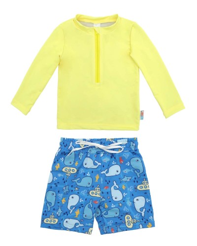 ALVABABY Long Sleeve Rashguards, Baby/Toddler Boys' Rash Guard Sets,Boy Swimsuit UPF 50+Two Piece Bathing Suit (ST-R02)