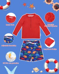 ALVABABY Long Sleeve Rashguards, Baby/Toddler Boys' Rash Guard Sets,Boy Swimsuit UPF 50+Two Piece Bathing Suit