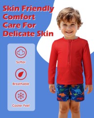ALVABABY Long Sleeve Rashguards, Baby/Toddler Boys' Rash Guard Sets,Boy Swimsuit UPF 50+Two Piece Bathing Suit