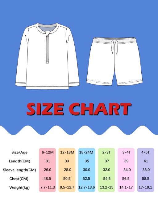 ALVABABY Long Sleeve Rashguards, Baby/Toddler Boys' Rash Guard Sets,Boy Swimsuit UPF 50+Two Piece Bathing Suit