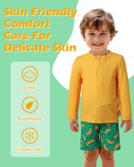 ALVABABY Long Sleeve Rashguards, Baby/Toddler Boys' Rash Guard Sets,Boy Swimsuit UPF 50+Two Piece Bathing Suit