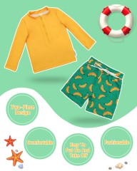 ALVABABY Long Sleeve Rashguards, Baby/Toddler Boys' Rash Guard Sets,Boy Swimsuit UPF 50+Two Piece Bathing Suit