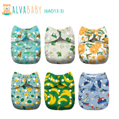 6-Pack All In One Diapers - One Size Adjustable & Reusable AIO Cloth Diaper for Infants & Toddlers