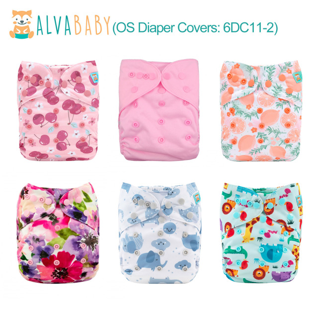 6-Pack Cloth Diaper Covers - One Size Adjustable & Reusable Diaper Outers for Prefold Flat or Fitted Diapers