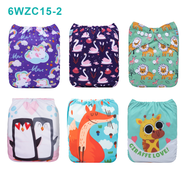 Warehouse Clearance: 6-Pack Baby Cloth Diapers with 6 Microfiber Inserts | One Size Adjustable