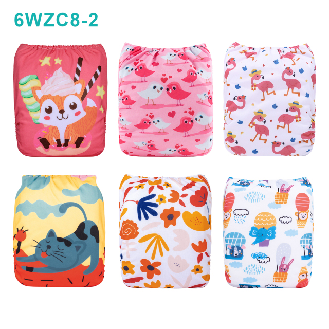 Warehouse Clearance: 6-Pack Baby Cloth Diapers with 6 Microfiber Inserts | One Size Adjustable