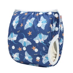 ALVABABY Reusable Swim Diaper - Adjustable One Size Swimwear for Infants & Toddlers (StarfishSW-BS315A)