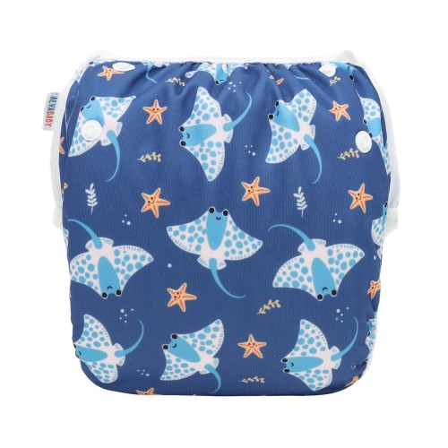 ALVABABY Reusable Swim Diaper - Adjustable One Size Swimwear for Infants & Toddlers (Starfish SW-BS315A)