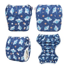 ALVABABY Reusable Swim Diaper - Adjustable One Size Swimwear for Infants & Toddlers (StarfishSW-BS315A)