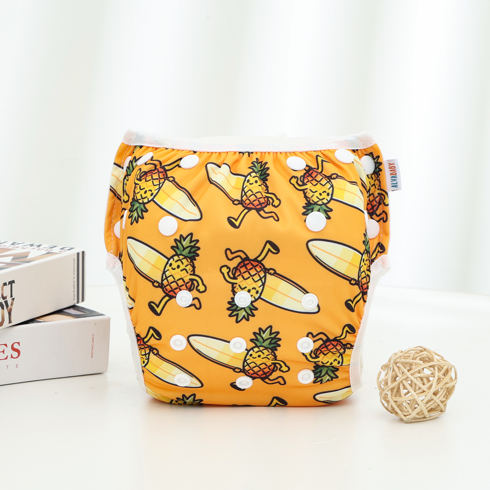 ALVABABY Reusable Swim Diaper - Adjustable One Size Swimwear for Infants & Toddlers (Fruit SW-BS316A)