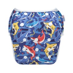 ALVABABY Reusable Swim Diaper - Adjustable One Size Swimwear for Infants & Toddlers (Shark SWD-BS317A)