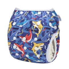 ALVABABY Reusable Swim Diaper - Adjustable One Size Swimwear for Infants & Toddlers (Shark SWD-BS317A)