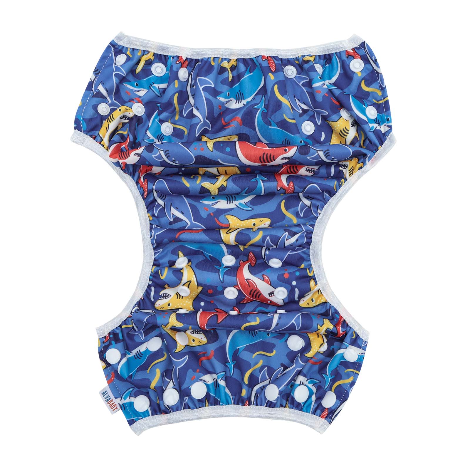 ALVABABY Reusable Swim Diaper - Adjustable One Size Swimwear for Infants & Toddlers (Shark SWD-BS317A)