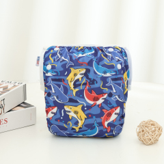 ALVABABY Reusable Swim Diaper - Adjustable One Size Swimwear for Infants & Toddlers (Shark SWD-BS317A)
