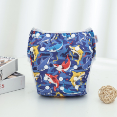 ALVABABY Reusable Swim Diaper - Adjustable One Size Swimwear for Infants & Toddlers (Shark SWD-BS317A)