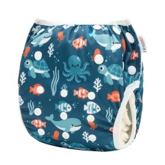 ALVABABY Reusable Swim Diaper - Adjustable One Size Swimwear for Infants & Toddlers (Dinosaur SWD-BS319A)