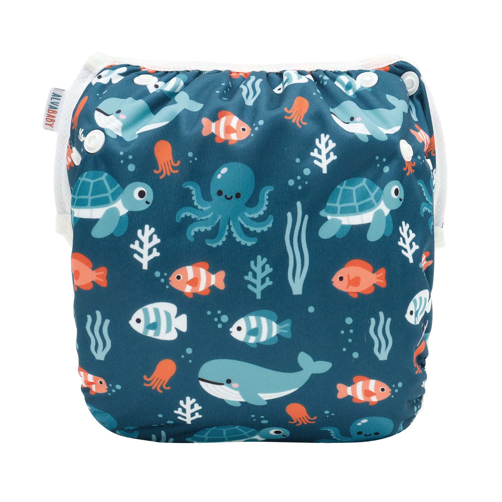 ALVABABY Reusable Swim Diaper - Adjustable One Size Swimwear for Infants & Toddlers (Marine Animals SWD-BS319A)
