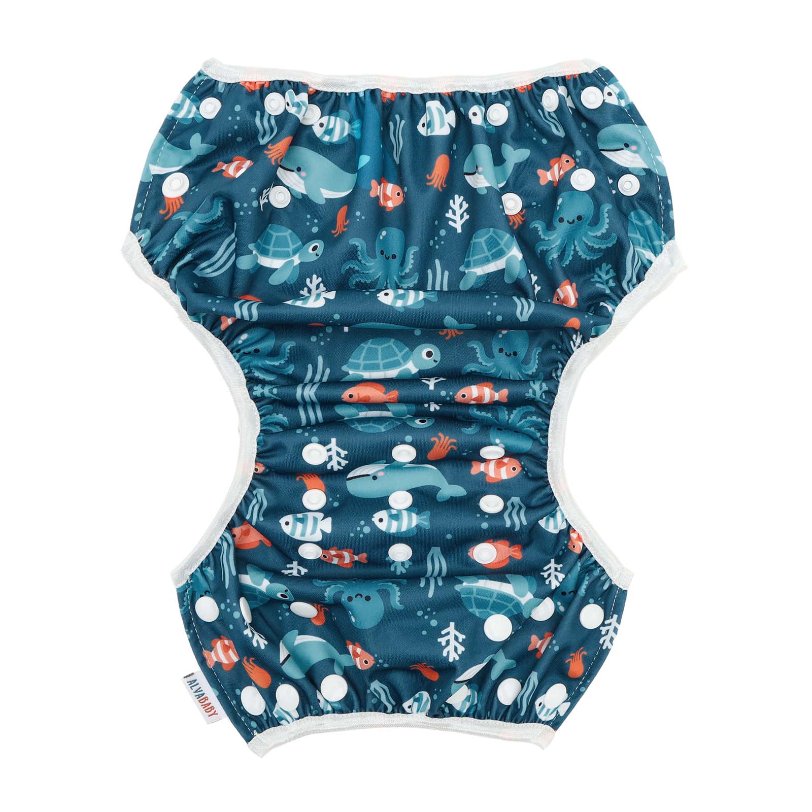 ALVABABY Reusable Swim Diaper - Adjustable One Size Swimwear for Infants & Toddlers (Marine Animals SWD-BS319A)