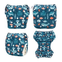 ALVABABY Reusable Swim Diaper - Adjustable One Size Swimwear for Infants & Toddlers (Dinosaur SWD-BS319A)