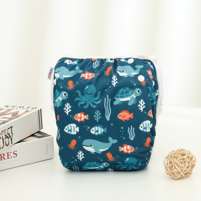 ALVABABY Reusable Swim Diaper - Adjustable One Size Swimwear for Infants & Toddlers (Dinosaur SWD-BS319A)