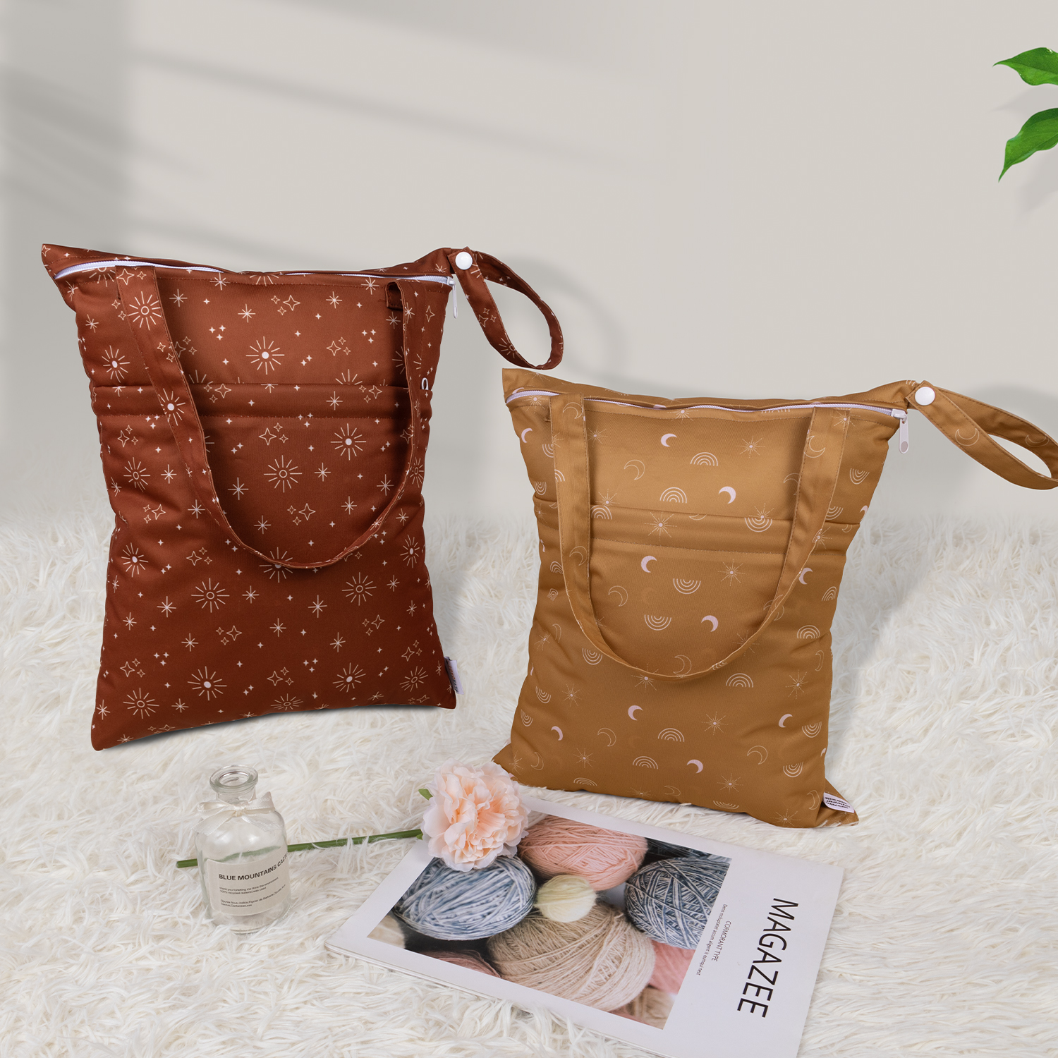 (Various Patterns) Tote Bags with Durable Handle, Diaper Wet Dry Bags