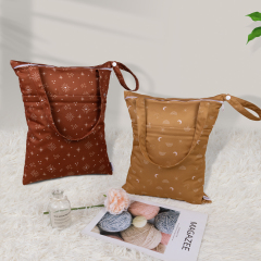 (Various Patterns) Regular Tote Diaper Wet Dry Bags with Durable Handle Double Zippered Pockets Cloth Diaper Wet Bags Tote Bags