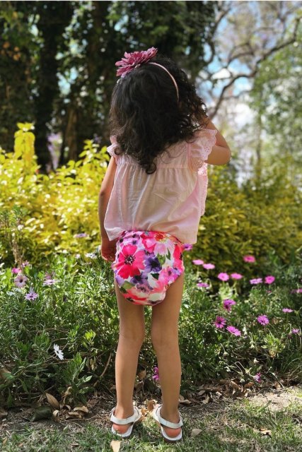 Reusable Cloth Diaper Cover with Snap Closure Cloth Diaper Shell for Prefold Flat or Fitted Diaper Inserts (Flower, DC-H065)