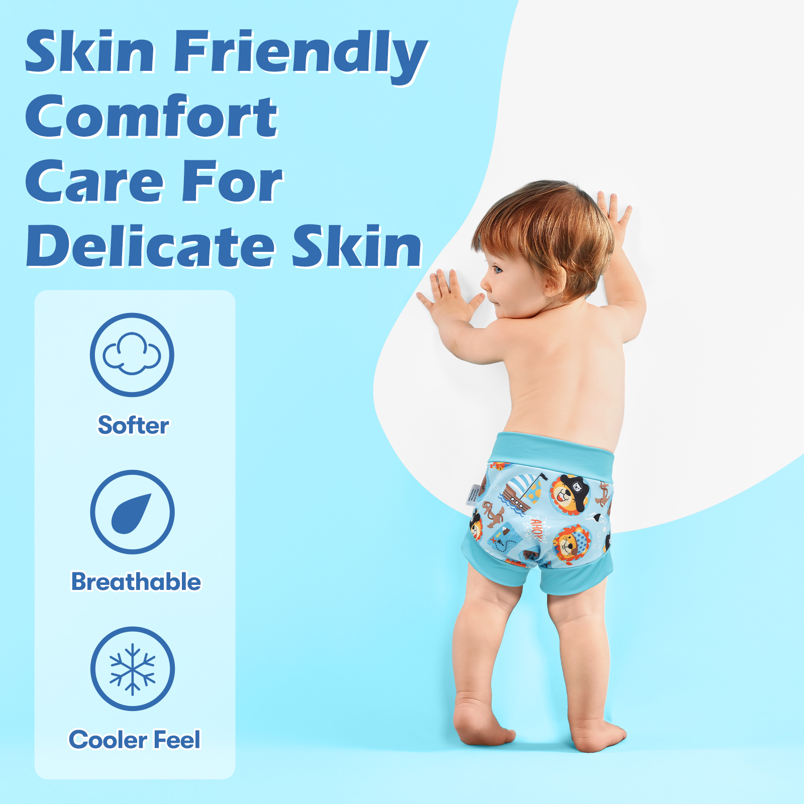 ALVABABY Swim Diapers 3pcs Baby & Toddler Reusable Waterproof Swimming Diaper for Boy's for Swim Classes 3XBS04