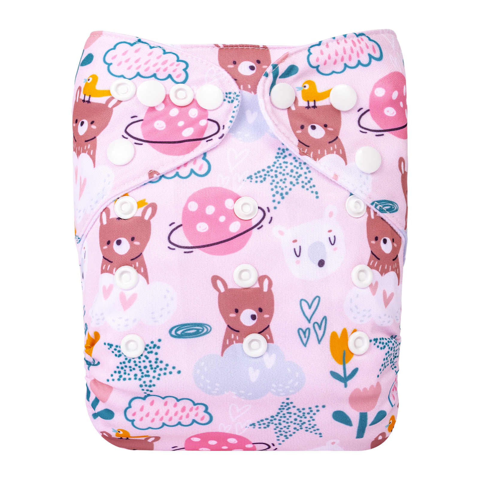 ALVABABY Positioning Cloth Diaper - One Size Adjustable Washable & Reusable Diaper for Babies and Toddlers (Bear, YDP208A)